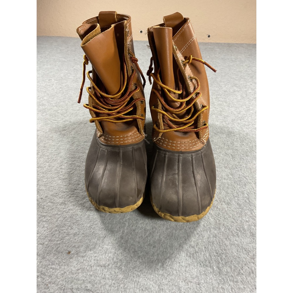 LL Bean 6 Inch Bean Boots Tan Brown Leather Rubber Duck Boots Made in Maine